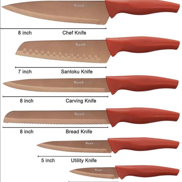 Orange Professional Kitchen Knife Chef Set, Kitchen Knife Set Stainless Steel, - Picture 2 of 7